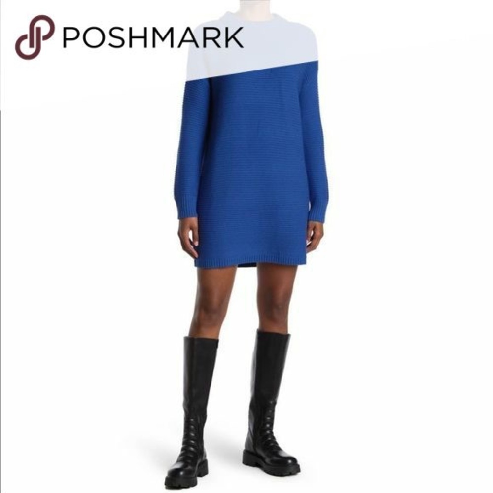 Melrose And Market Blue Olympus Crew Neck Long sleeved Sweater Dress NWT Medium
